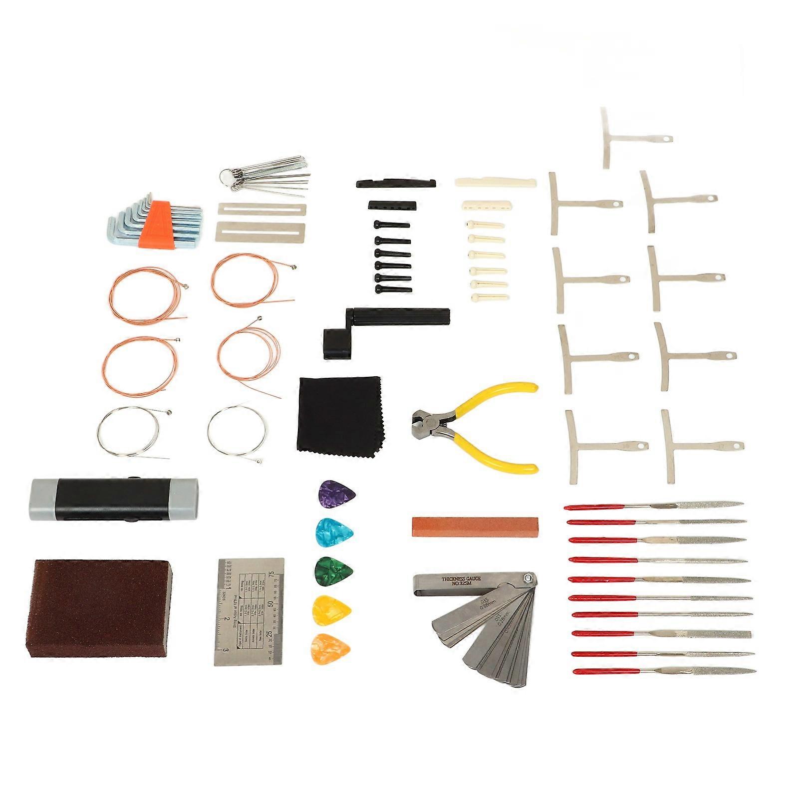 Guitar Tool Kit Bridge Pin Saddle Nut File Radius Ruler Set for Maintenance Repair 