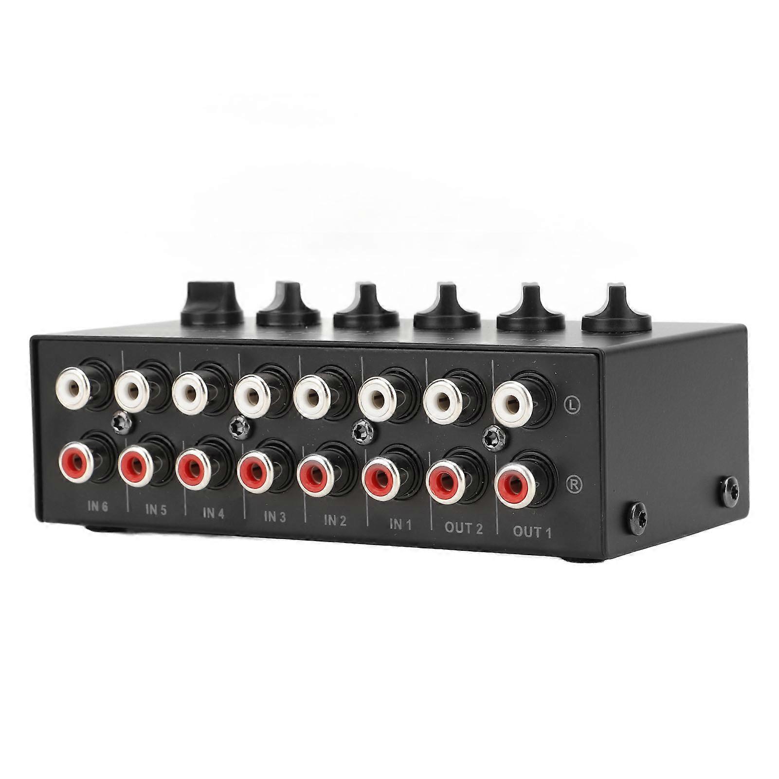 Mini Stereo Mixer 6 Channel Independent Volume Control Portable Passive Mixer for PC CD Laptop 