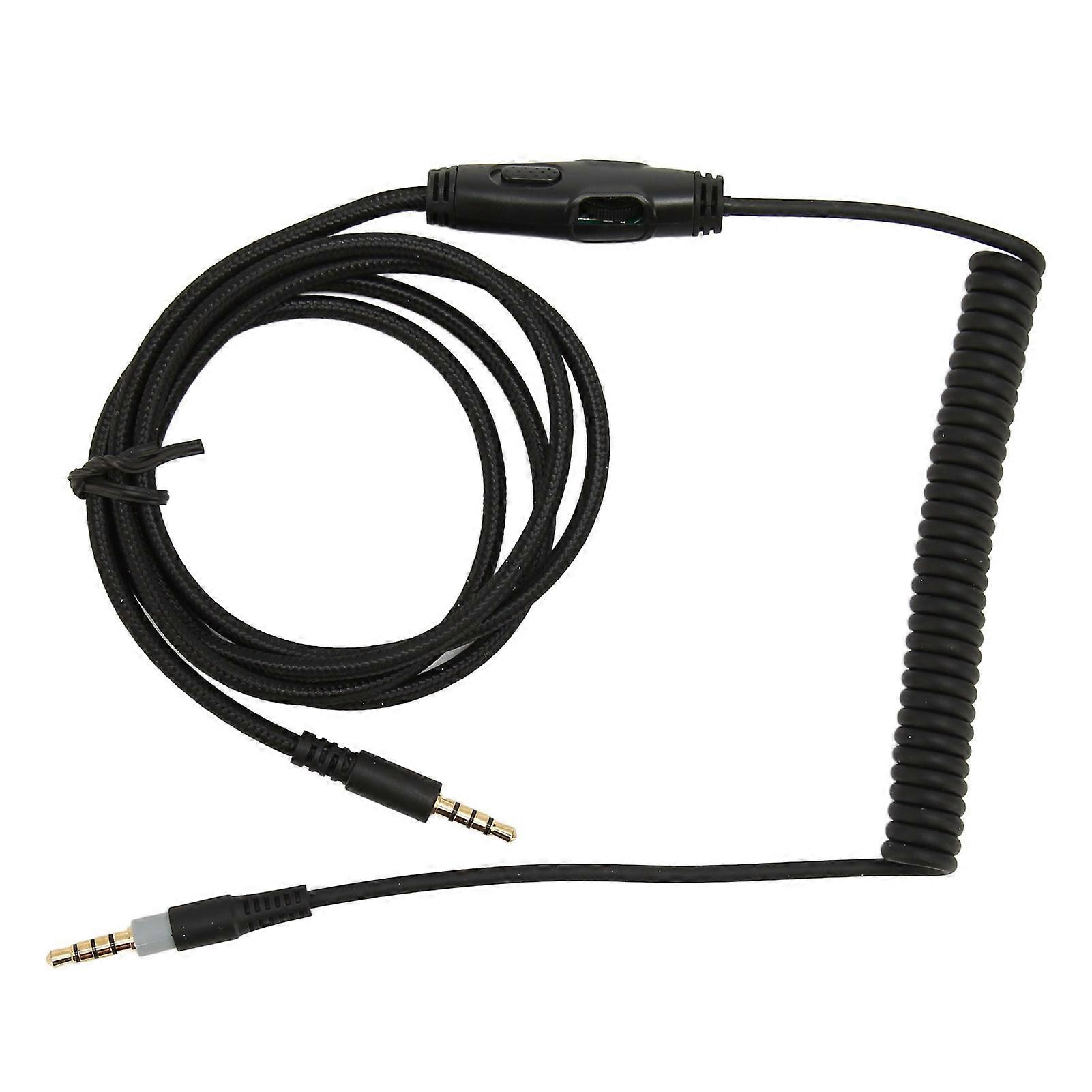 Coiled Headphone Cable Replacement Headset Sound Cord With Volume Key For Kingston Hyperx Cloud Mix Cloud Alpha