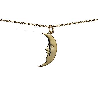 9ct Gold 25x14mm Half Moon Pendant with a cable Chain 20...