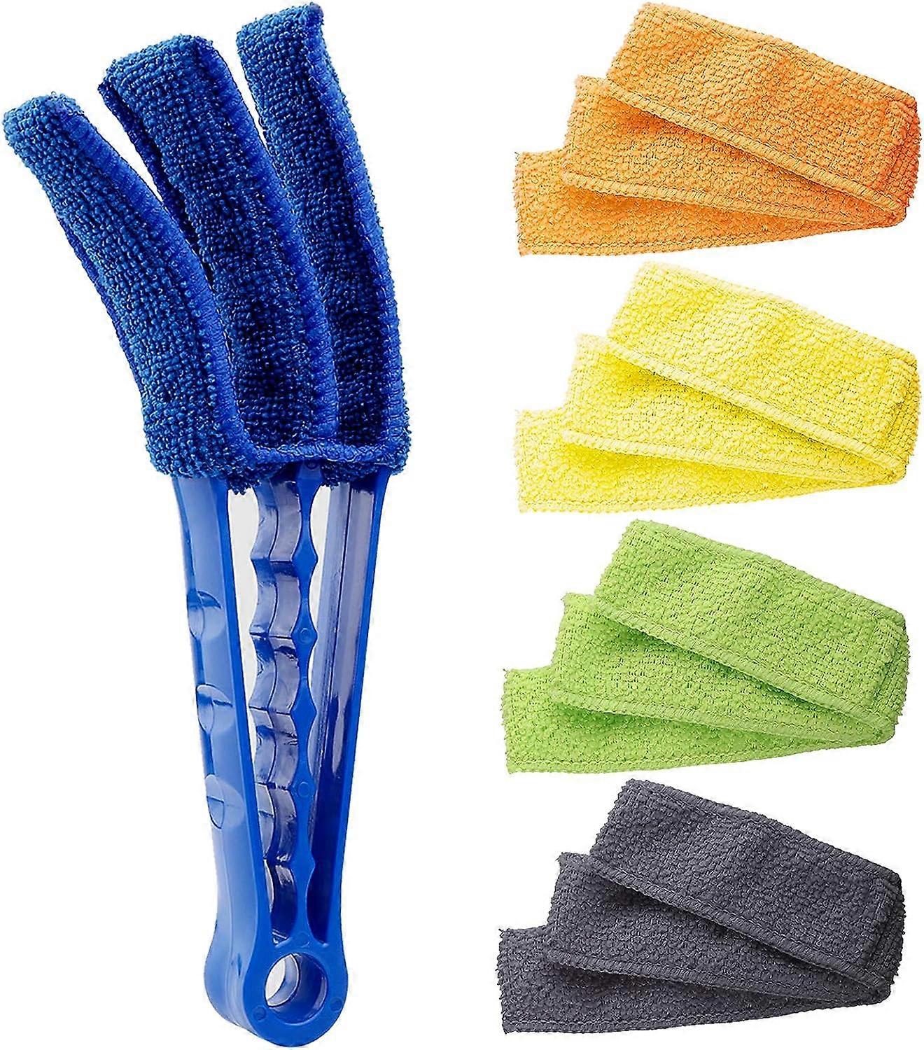 Window Blind Cleaner Duster Brush with 5 Microfiber Sleeves - Cleaner Tools for Window Shutters, Air Conditioner, Jalousie Dust