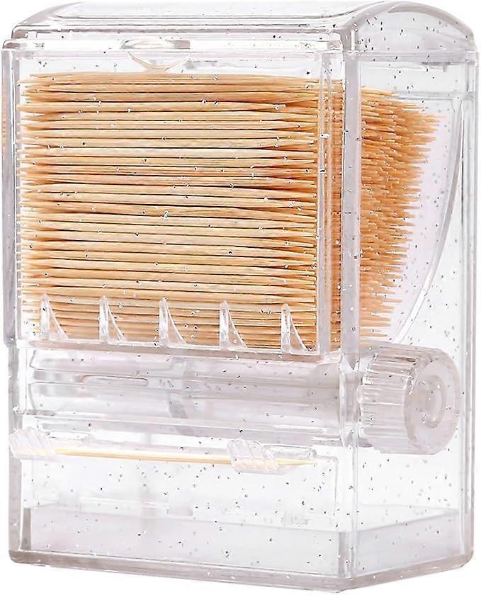 Automatic Toothpick Dispenser Clear, Toothpick Holder Dispenser for Kitchen Toothpick Storage Container for Home Restaurant