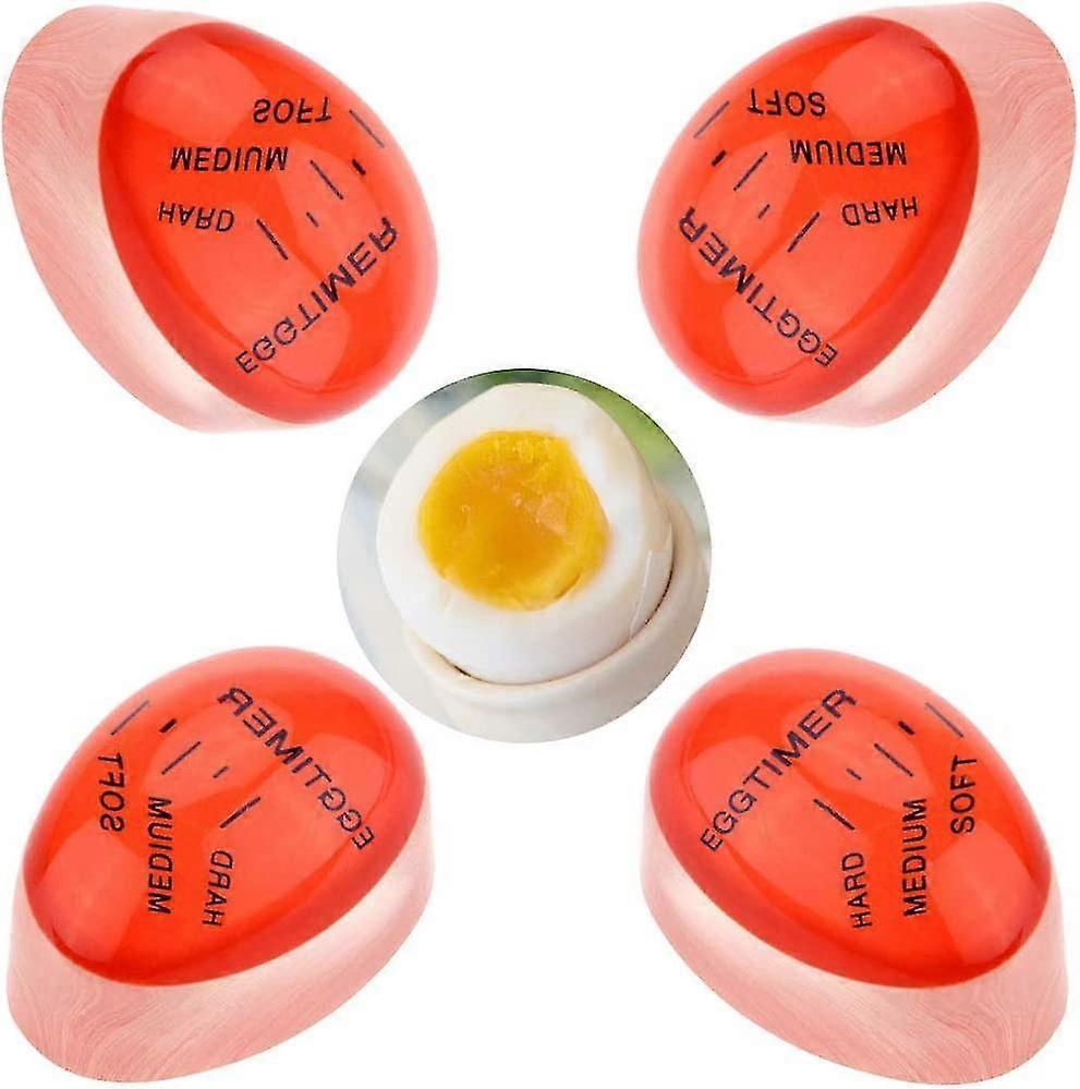 Boiled Egg Timer With Colour Changing Heat Sensitive Design, Reusable Safe Durable Boiled Eggs Timer For Kitchenred)(4pcs)
