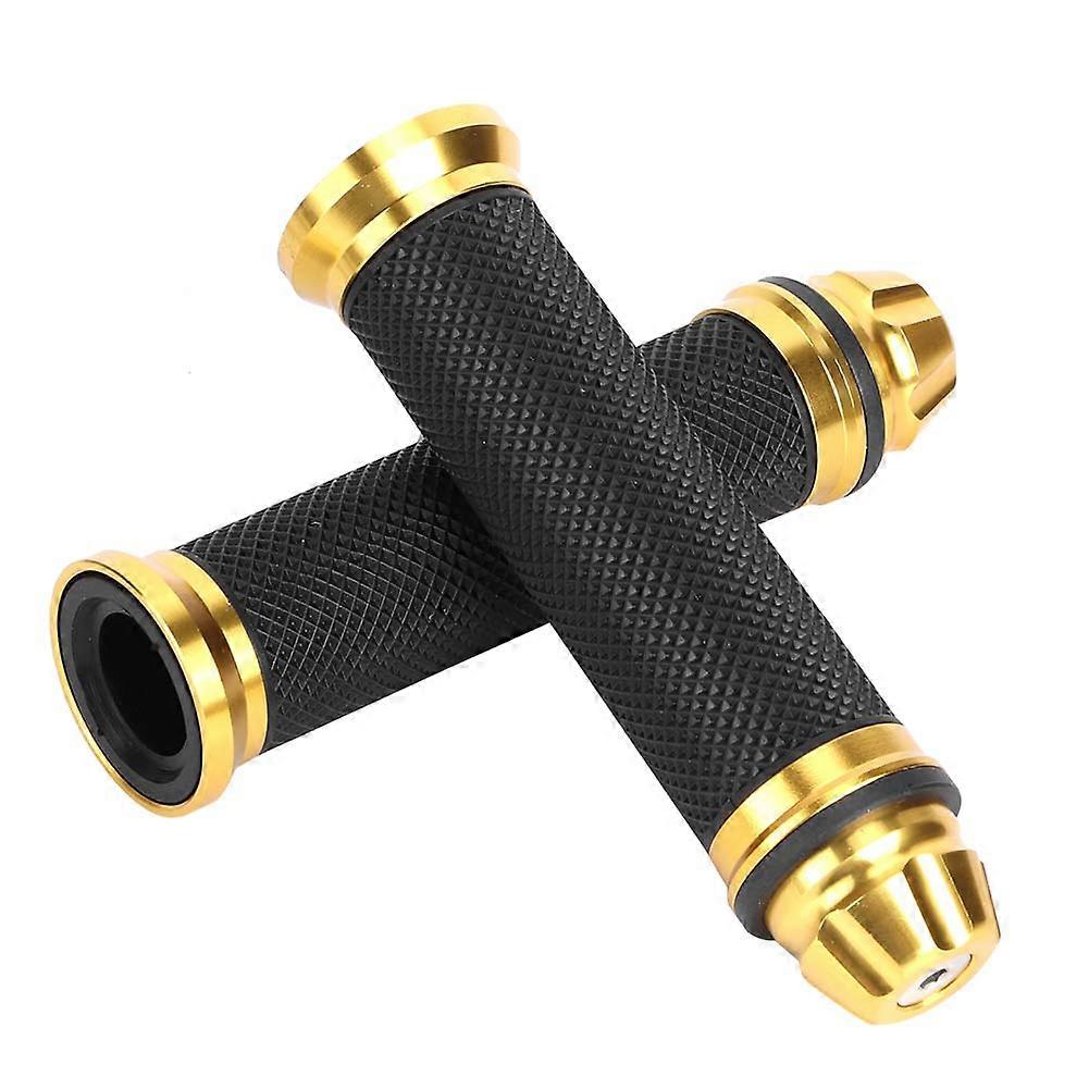Motorcycle CNC Aluminum Rubber Handlebar Hand Grips for 7/8" Handle Bar Bike Bicycle Golden NO.89146