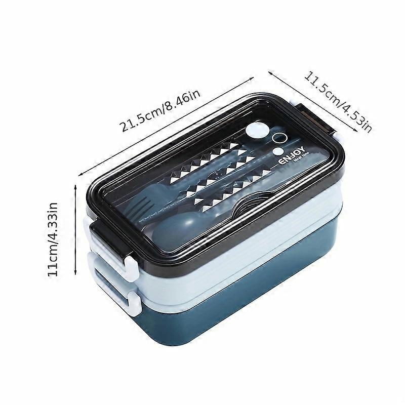Large Capacity Double-Layer Bento Box with Complete Cutlery Set - Spacious Interior, Organized Design, Perfect for Home, School, Office, Outdoor Adven