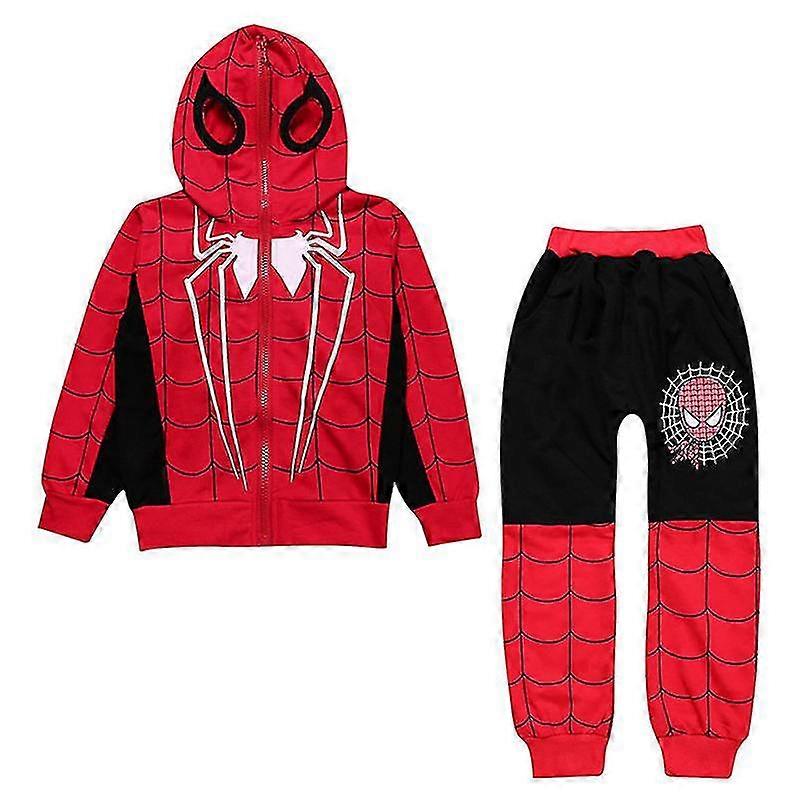 Kids Spiderman Costume Tracksuit Set Full Zip Hoodie Jacket Coat Pants Outfit