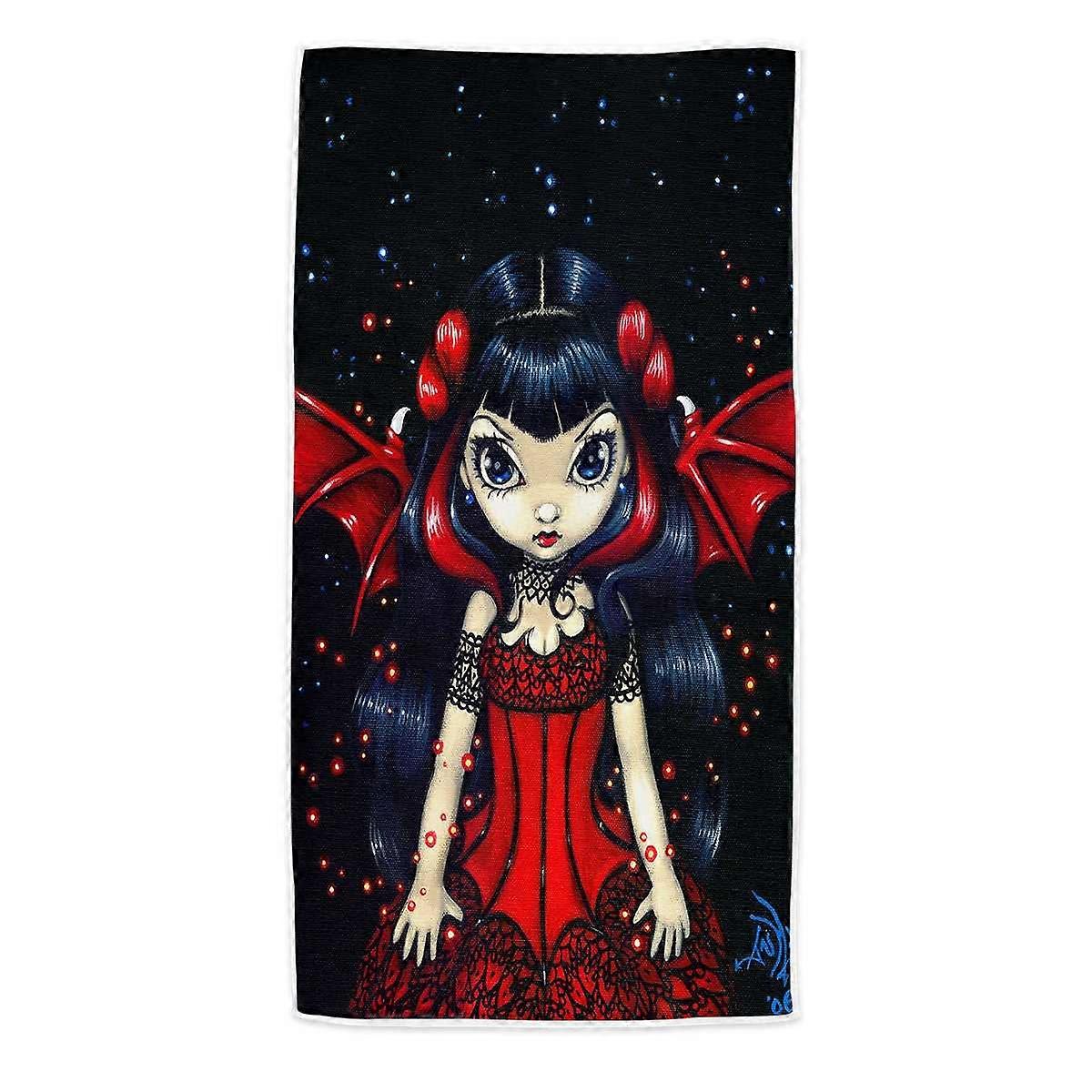 Gothic Fairy in a Red Dress Microfiber Beach Towel