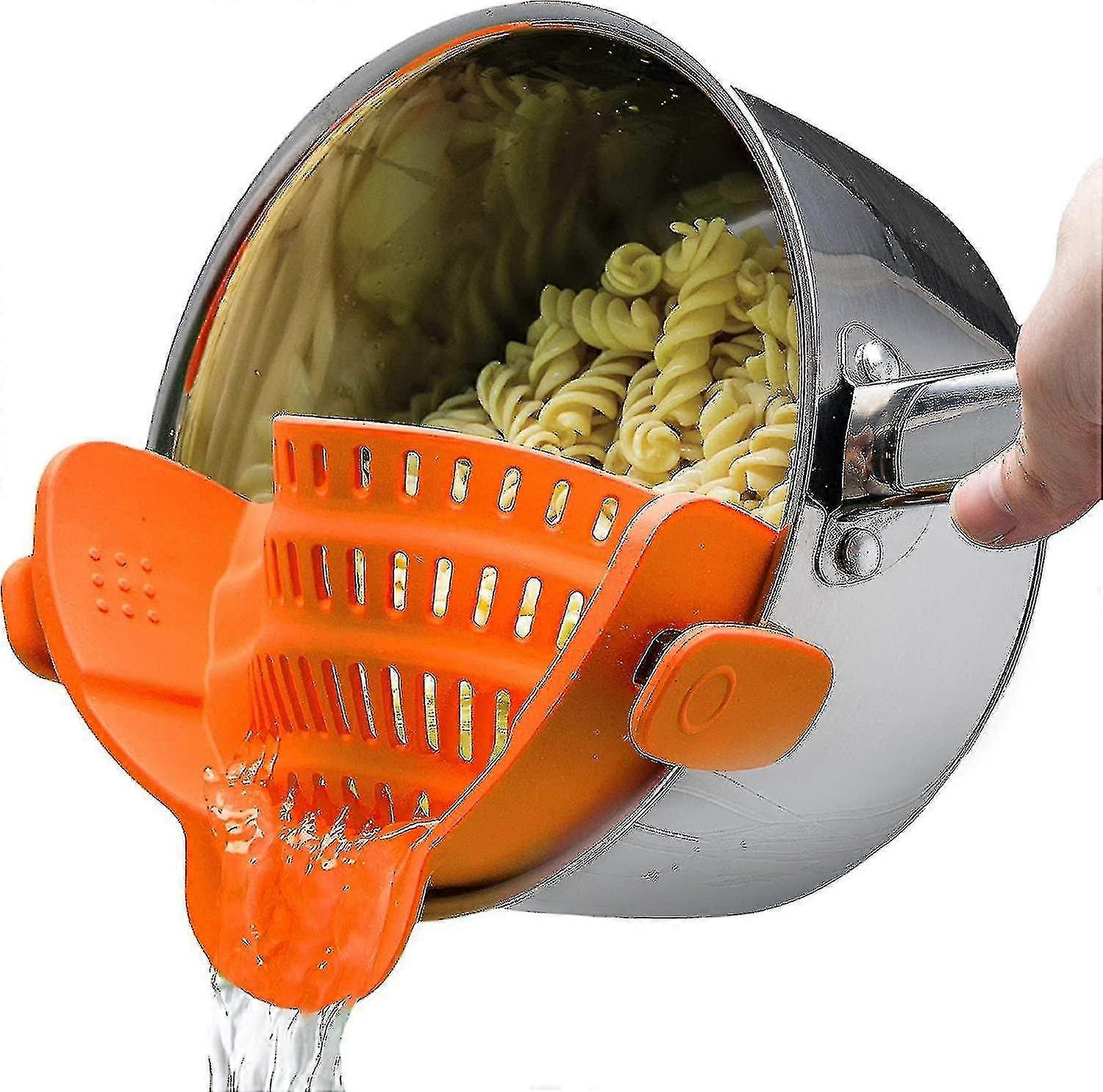 Snap N Strain Pot Strainer And Pasta Strainer -  Orange