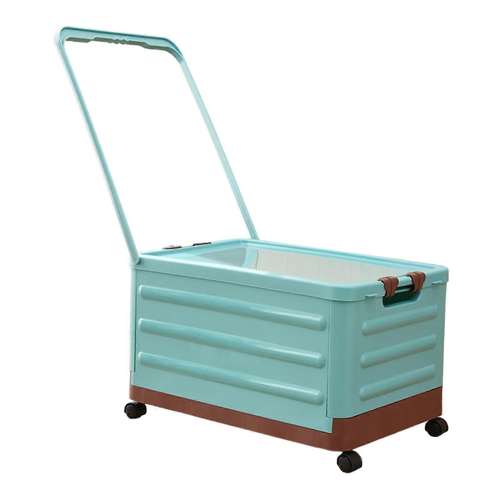 Storage Bin with Wheels and Handle Folding Storage Box for Household Camping Clear