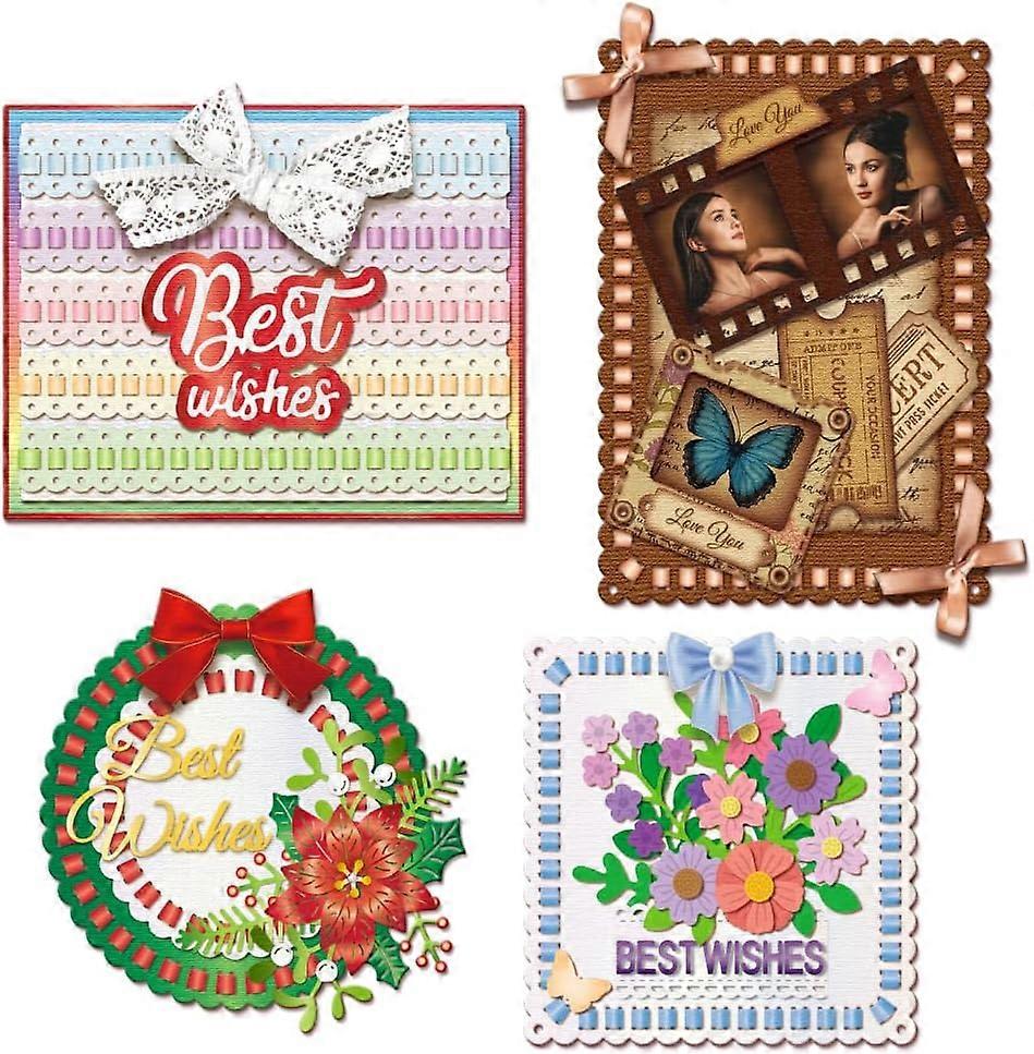 Ribbon Threaded Nesting Frame Border Cutting Dies for Card Making Metal Die Cuts Oval Lace Border Cutting Dies Templates for Scrapbooking Journal Embo