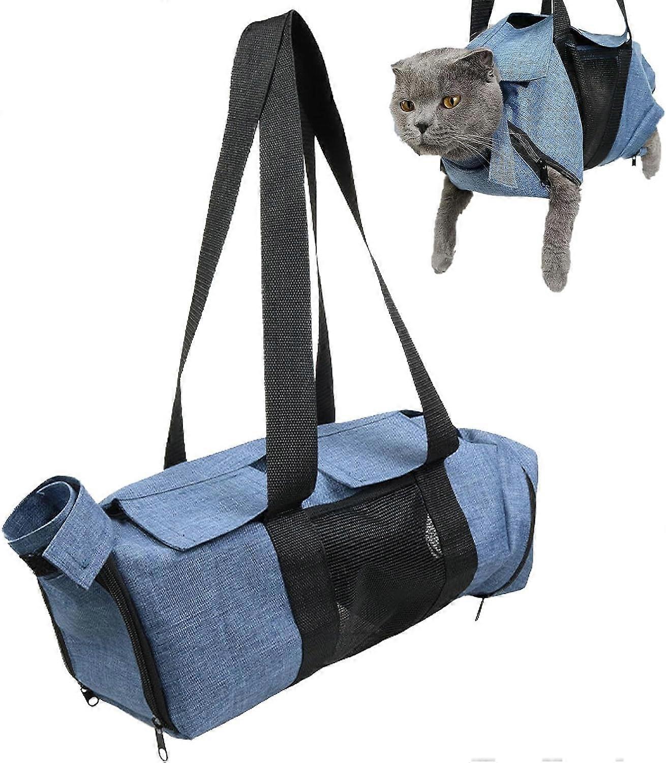חתול מסמר שקית גזירת ציפורניים מתכווננת נושאת חיות מחמד תיק ריסון לגזיזת ציפורניים - נגד שריטה שק טיפוח לחיות מחמד נסיעות תיק נייד בד לחתולים