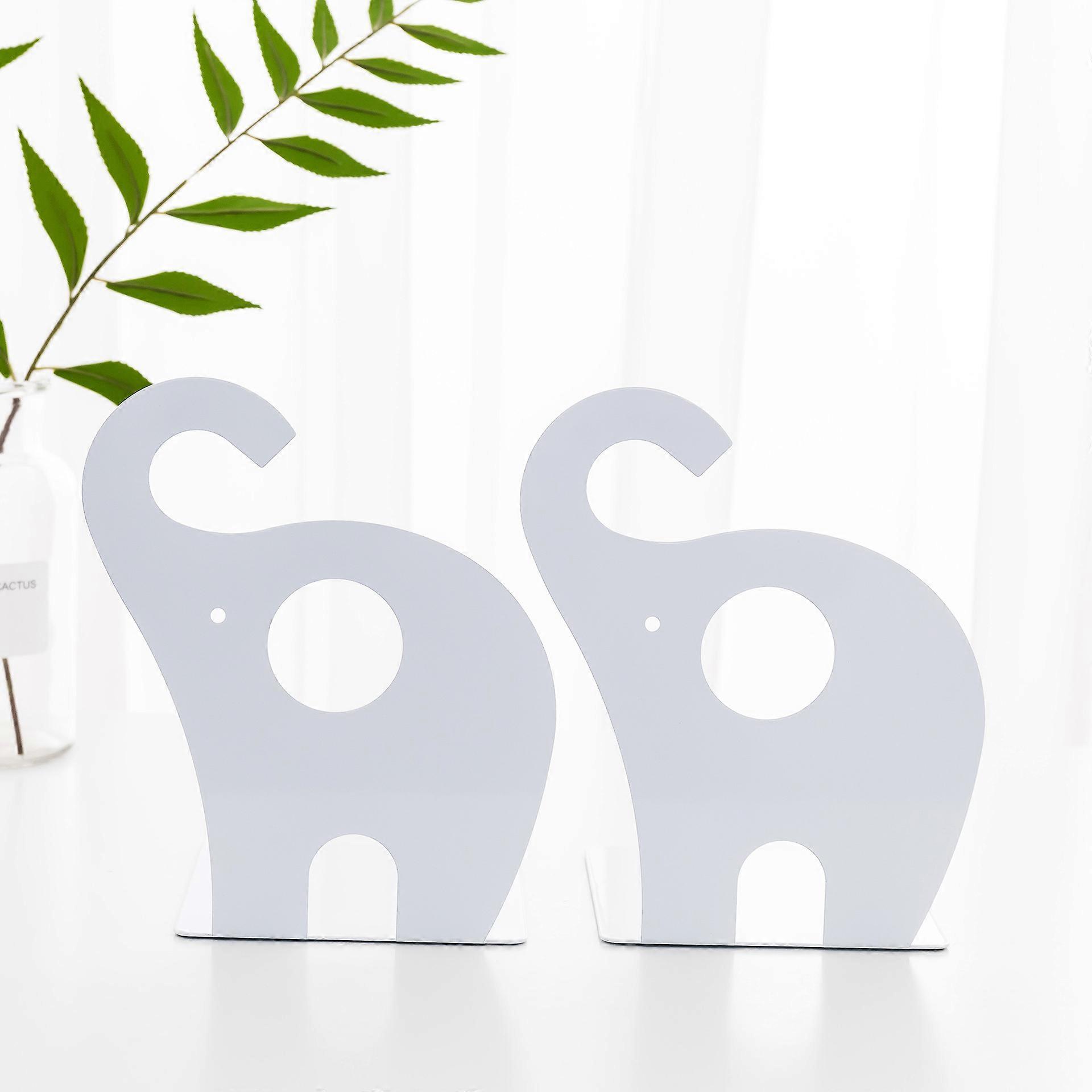 Set of 2 Elephant Shape Non-Slip Bookends Bookends, White