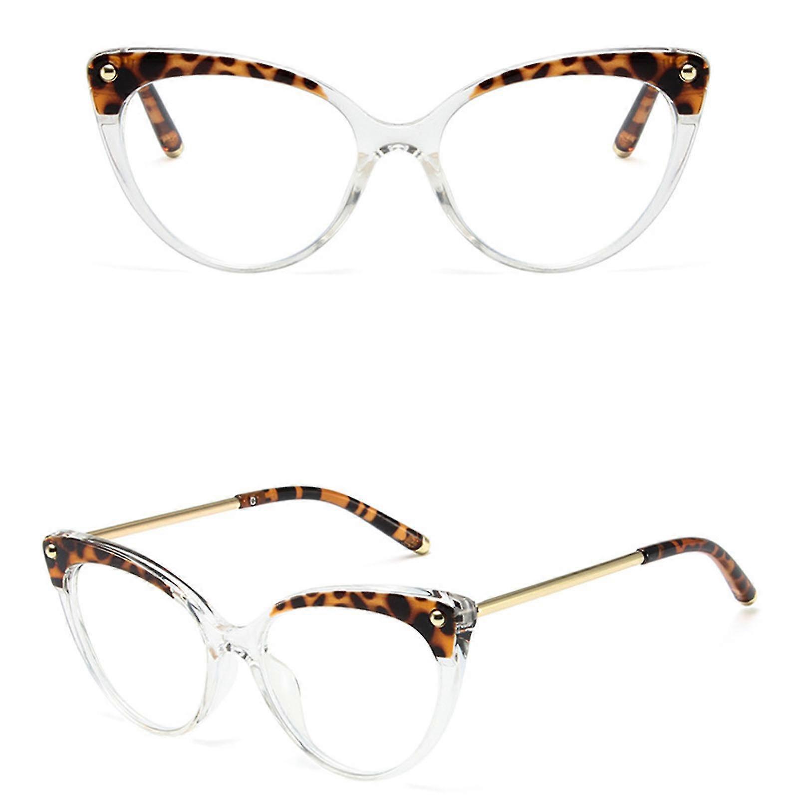 European Cat Eye Glasses With Large Frame Leopard Print Design Universal Frame For Women