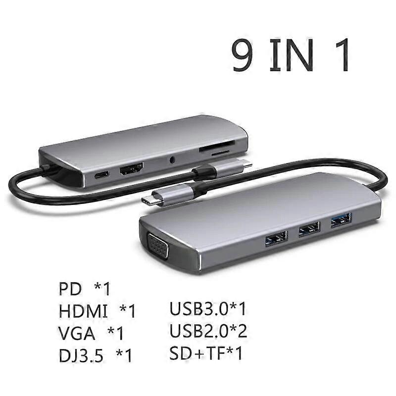 8 IN 1 USB C Hub Type c To 4K HDMI compatible Network Port PD SD TF Card Reader VGA Docking Station Splitter For Macbook