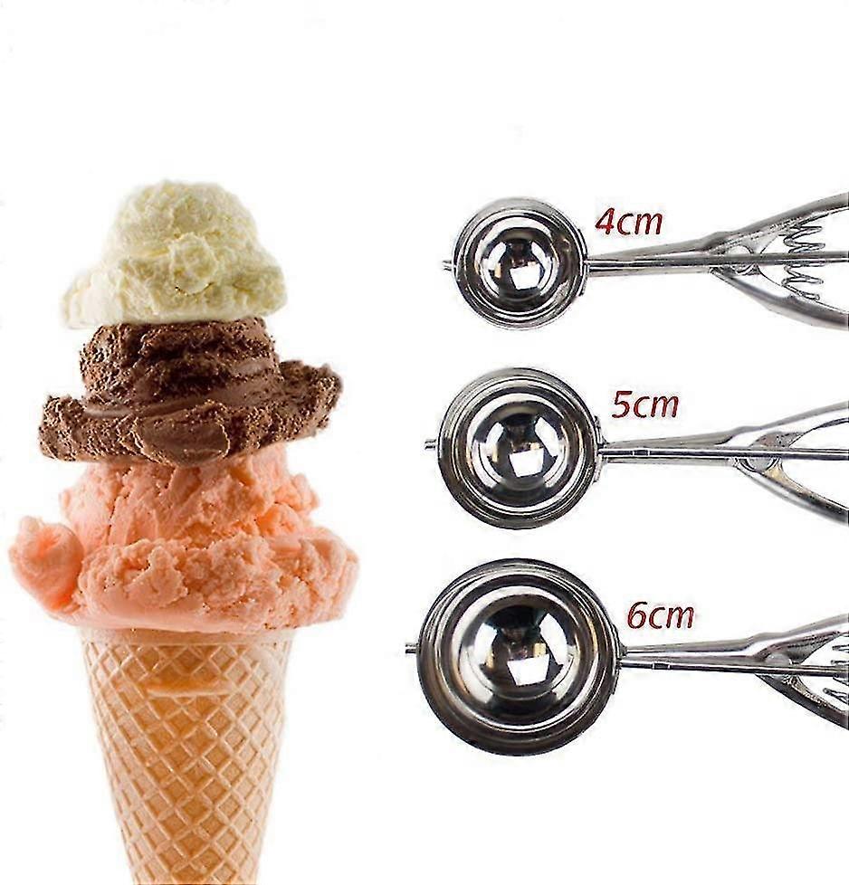 ice cream scoop - 3 pieces ice cream scoops 304 stainless steel for ice cream, melon, meatballs, cake batter, cookies - 3 sizes ice cream scoops, 6cm