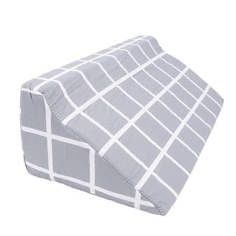 Body Positioning Foam Padding Triangle Shaped Wedge Pillow Comfortable Grey Plaid Easy To Clean For Home Hospital