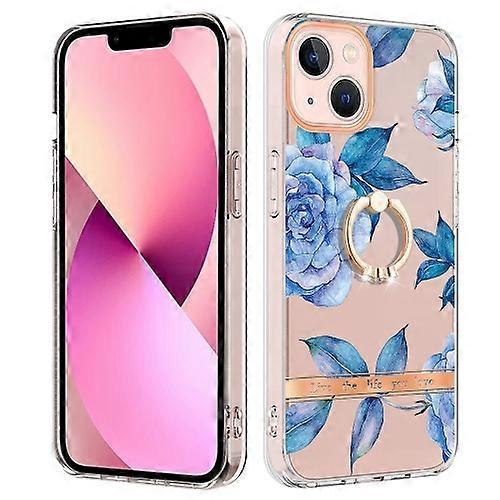 For iPhone 15 Ring IMD Flowers TPU Mobile Phone Case