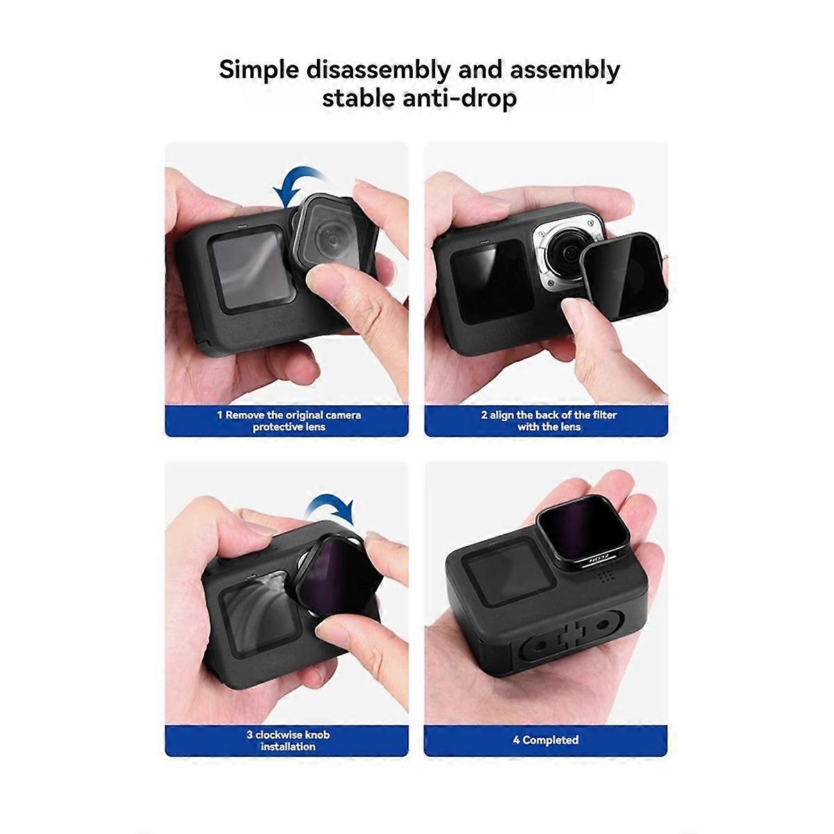 ND Filter Set for Hero 9, 10 - Includes ND4,ND8, ND16, ND32 Filters, Action Camera Accessories