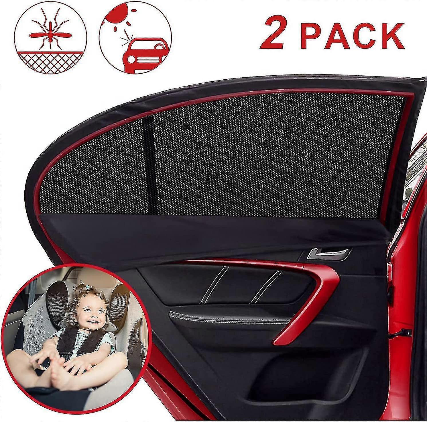 2pack Car Window Shades For Baby, Full Window Mosquito Net 100% Window Coverage Acsergery Gift