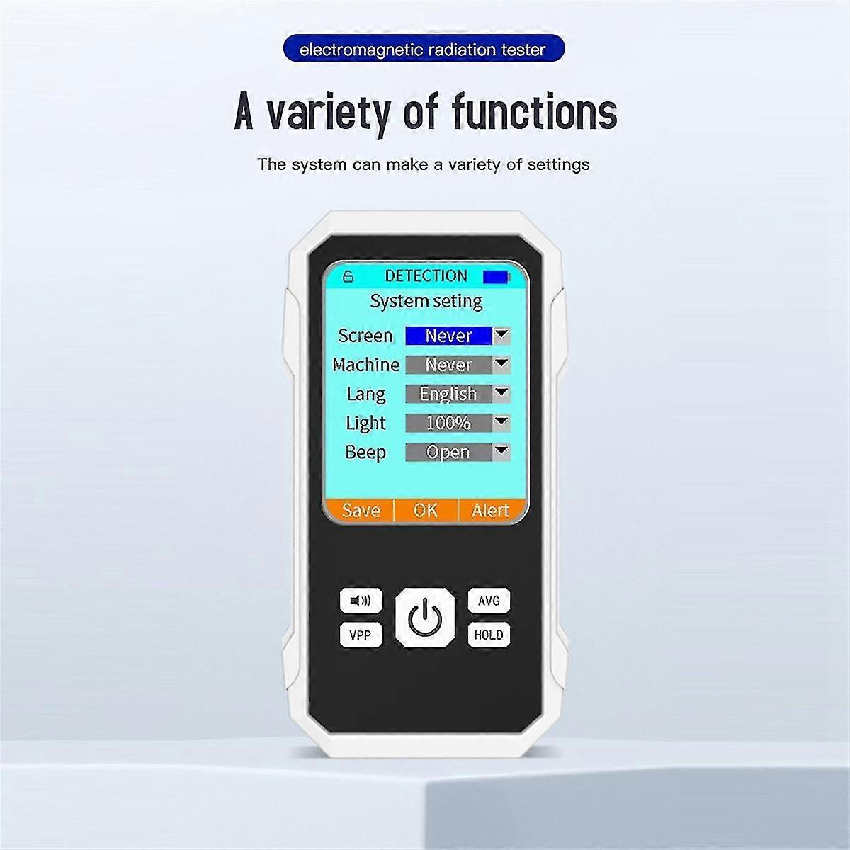 3In1 EMF Meter Electric Field Magnetic Field RF Radiation Detector Electromagnetic Radio Frequency Detect Meter,White