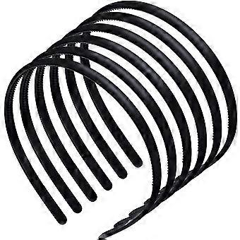 6 Pieces Plastic Plain Headbands Teeth Comb Headbands Halloween Skinny DIY Hair Bands Headbands for Women Girls (Rubber Black, 5 mm)
