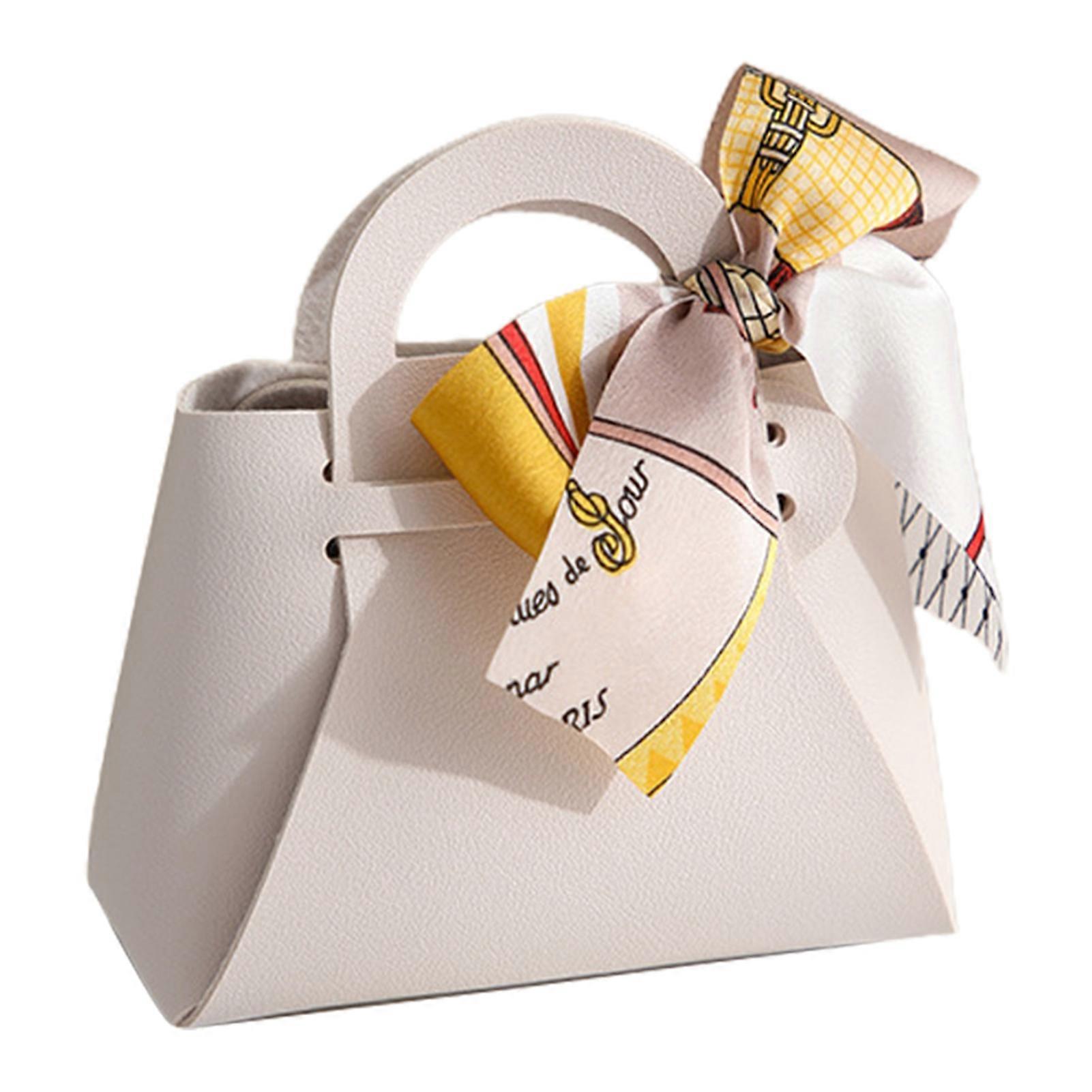 Candy Bag Nordic Style Easy to Assemble Handle Design Pure Elegant Wedding Candy Box with Ribbon Home Decor