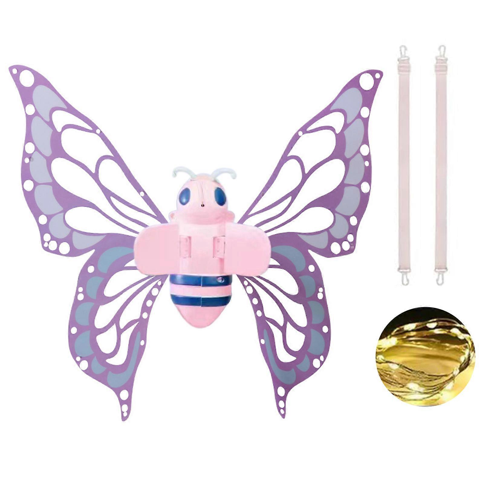 Electric Butterfly Wings Flapping Fairy Elf Wings with LED Lights Music Kids Lightweight Flapping Wings with Adjustable Straps for Costume Parties