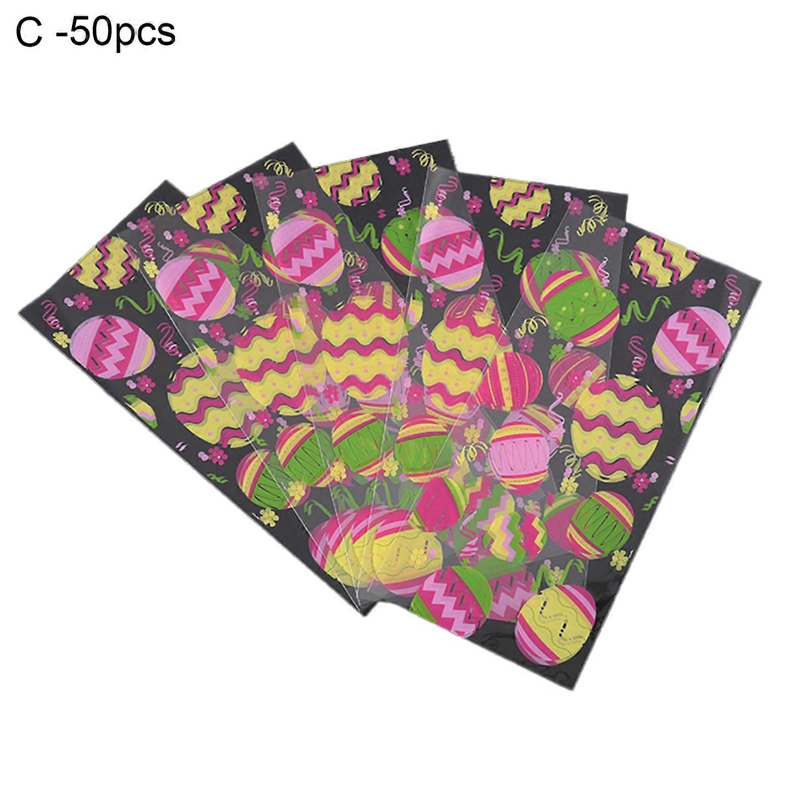 50Pcs/Set Lovely Rabbit Pattern Candy Bag Easter Style Cute PET Gift Bag for Party