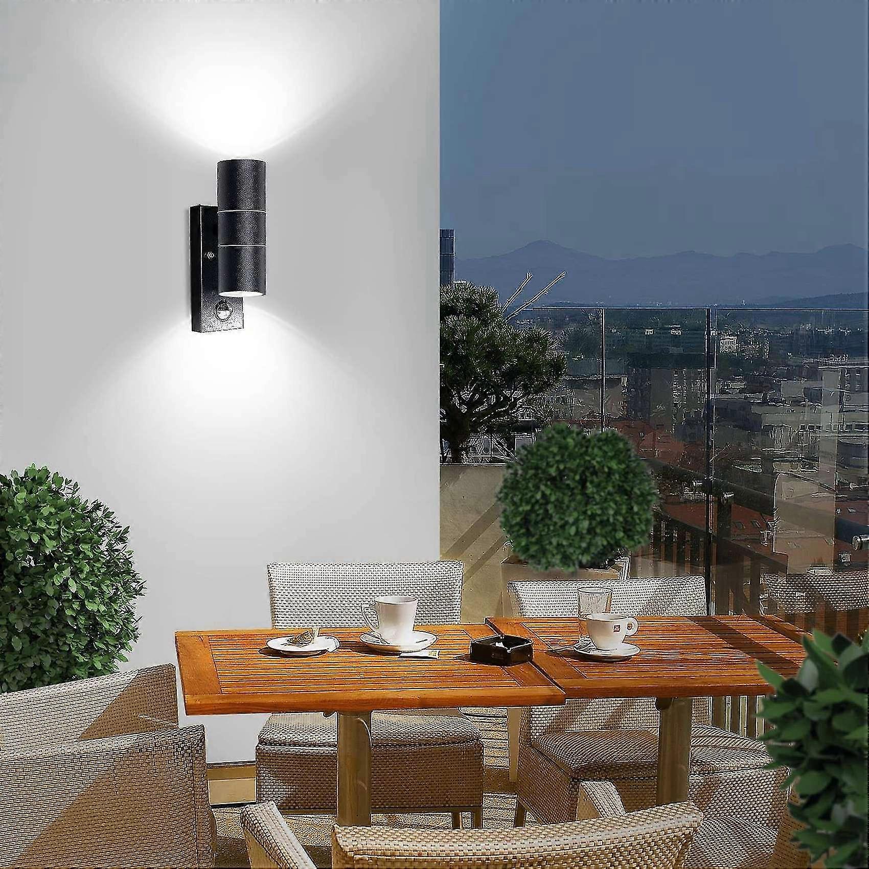 Outdoor Wall Lights Mains Powered PIR Motion Sensor Up Down Stainless ...