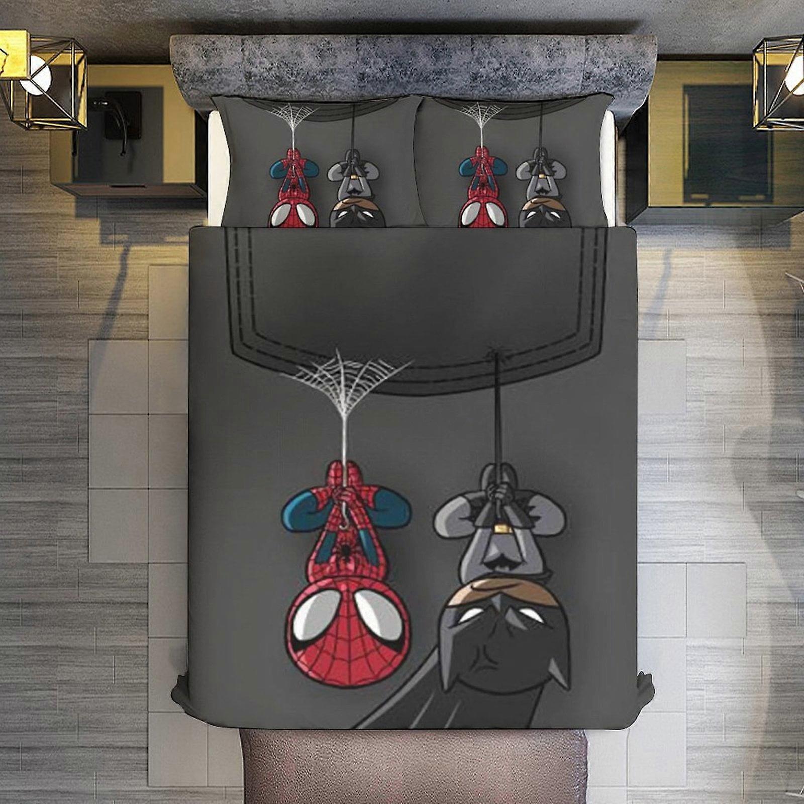 v3216  Bed Sheets Bedding 3 Piece Bedding Set,Funny Spider-Man Comforter Set for Kids Boys Teen Men Tween 3D Lightweight Microfiber Bedding Sets (1 Du