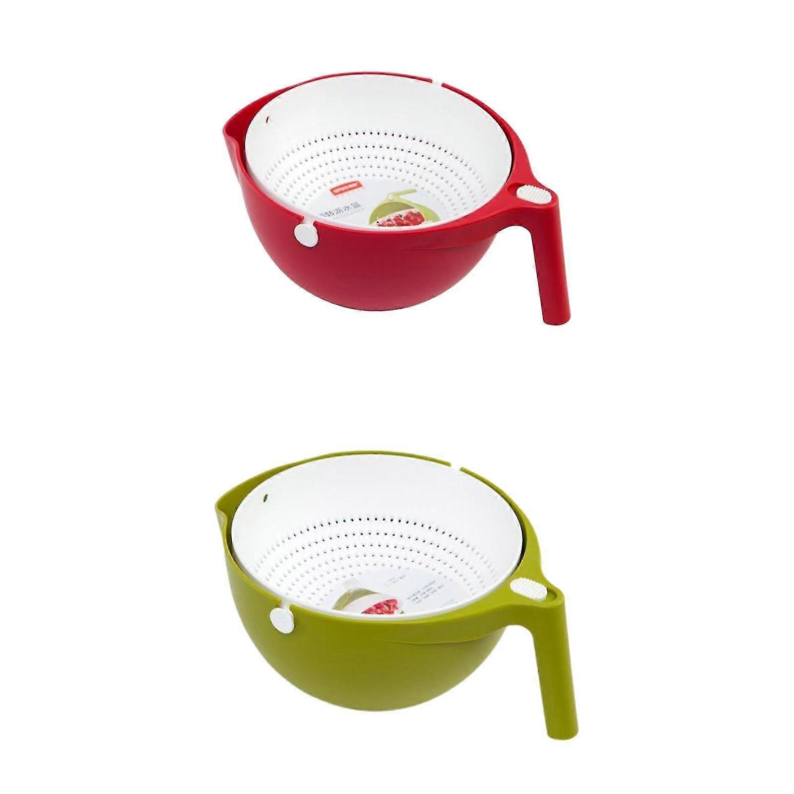 2x Rotatable Drain Colander Kitchen Gadgets Sifters For Grapes Carrots