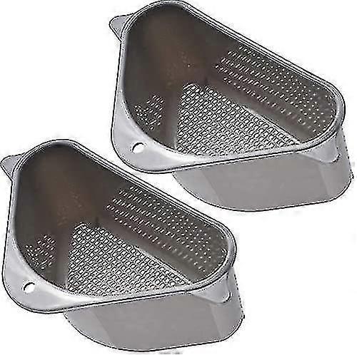 2pcs Sink Strainer Basket, Triangular Sink Drain Shelf, Triangle Sink Drainer Basket, 10inch X 5.5inch Corner Sink Strainer Basket Compatible With Sin