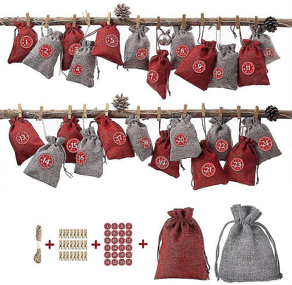 Advent Calendars Diy, Christmas Calendar Bags With Stickers