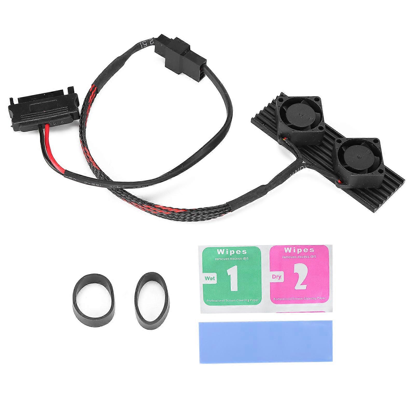 SSD Heatsink 2 Fans M.2 2280 SATA Solid State Drive Cooler Fans with Thermal Pads for Desktop