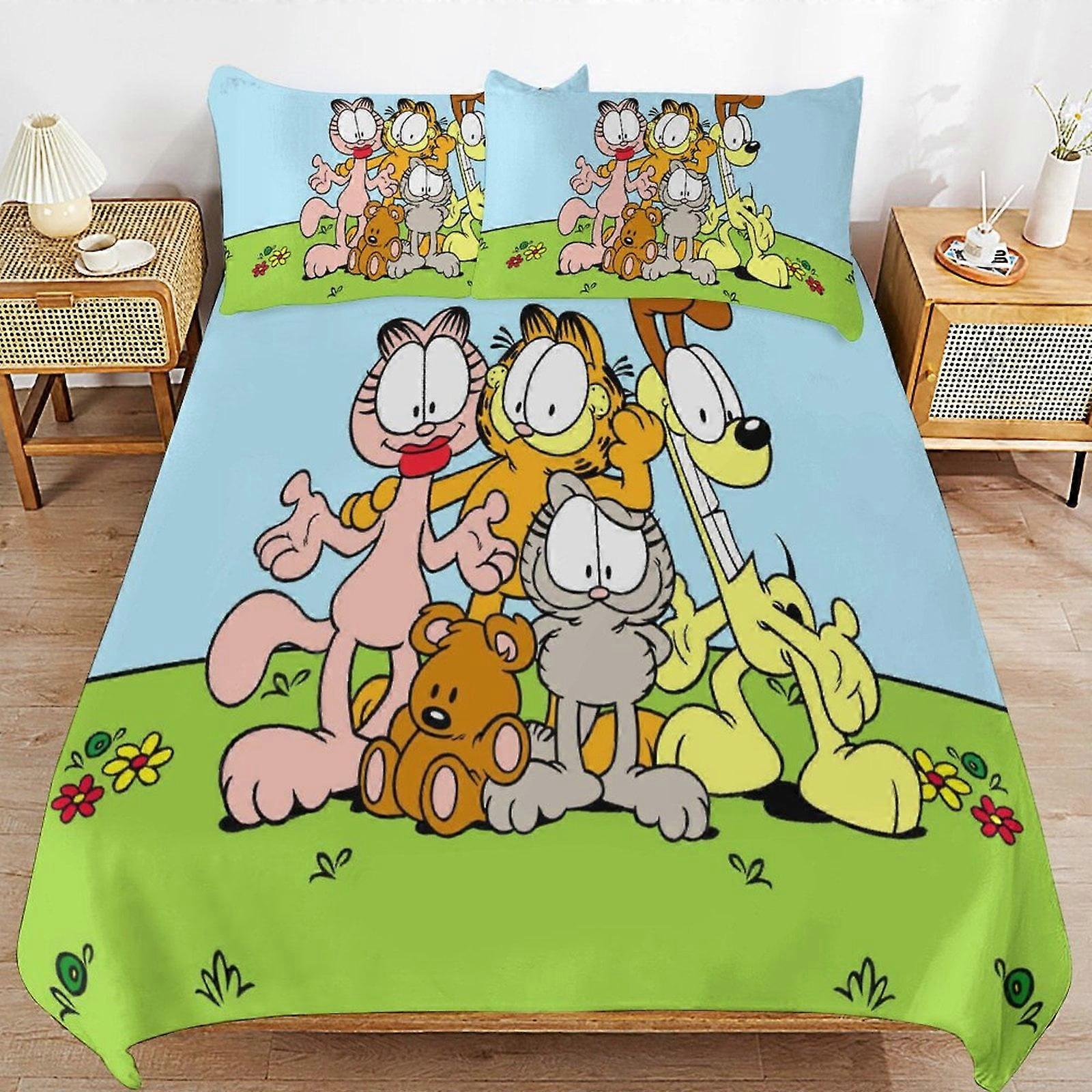 bedding set CA96 Garfield Bed Duvet Cover Microfiber Bedding Sets 3D Printed Lightweight 3 Piece Comforter Sets, 1 Duvet Cover And 2 Pillow DP96