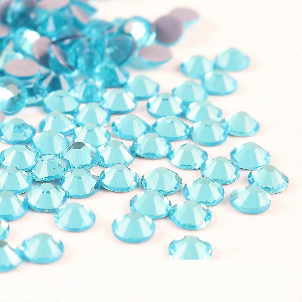 Hotfix Rhinestones Bulk for Crafts Clothes DIY Decoration, Lake Blue (2-6mm) 288pcs/1440pcs Flat Back Crystal Round Gems