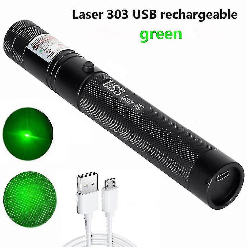 Puntatore laser ad alta potenza USB ricaricabile verde laser 303 messa a fuoco regolabile rosso / viola Laser blu / verde Super Far Radiation 8000m...