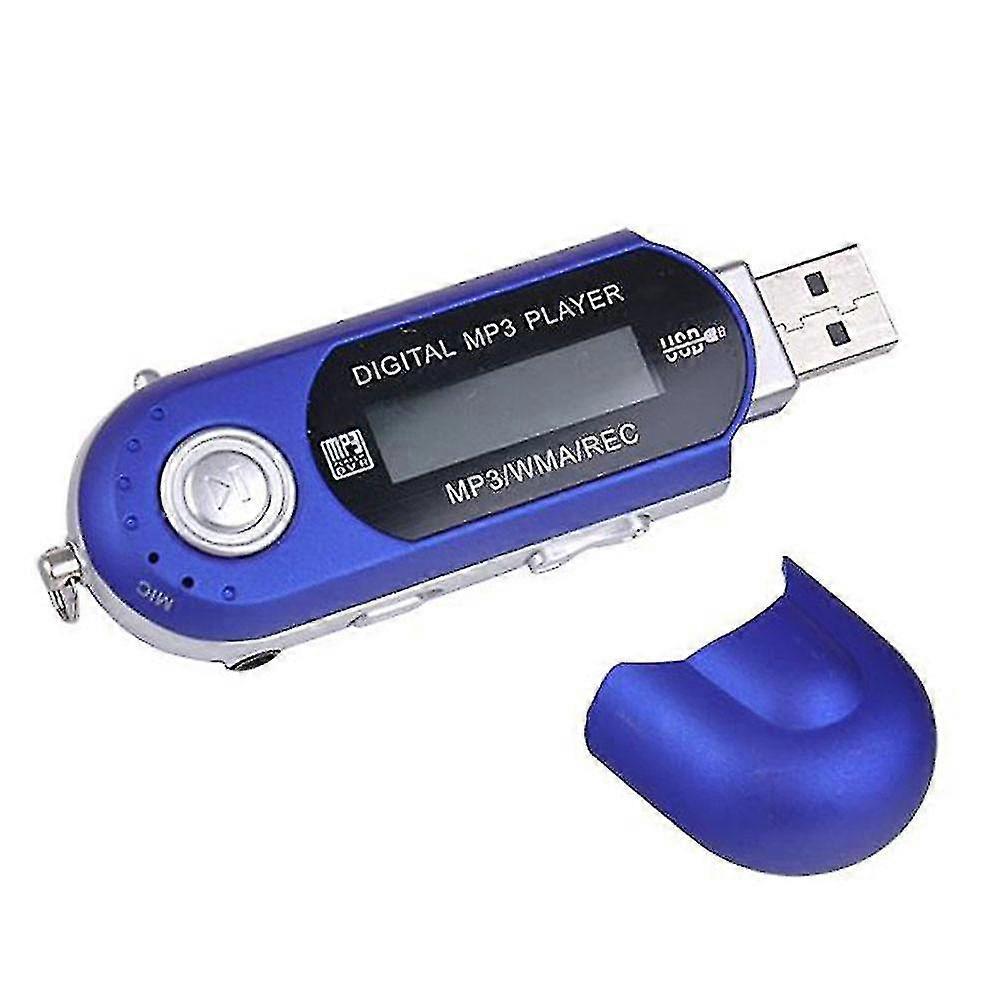 16gb Large Memory Usb 2.0 Flash Drive Lcd Mini Mp3 Music Player With Fm RadioBlue