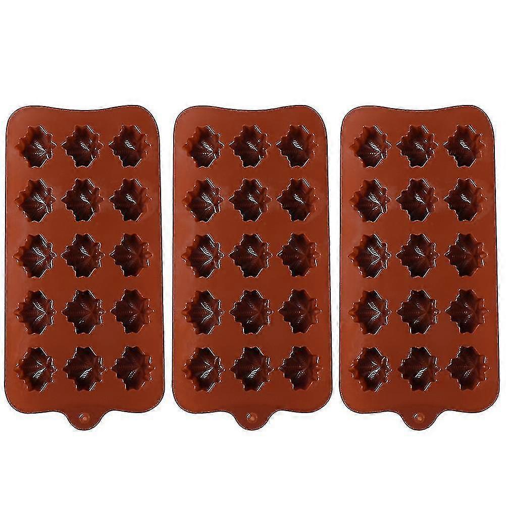 3pcs Maple Leaf Chocolate Dessert Baking Mold Fiis