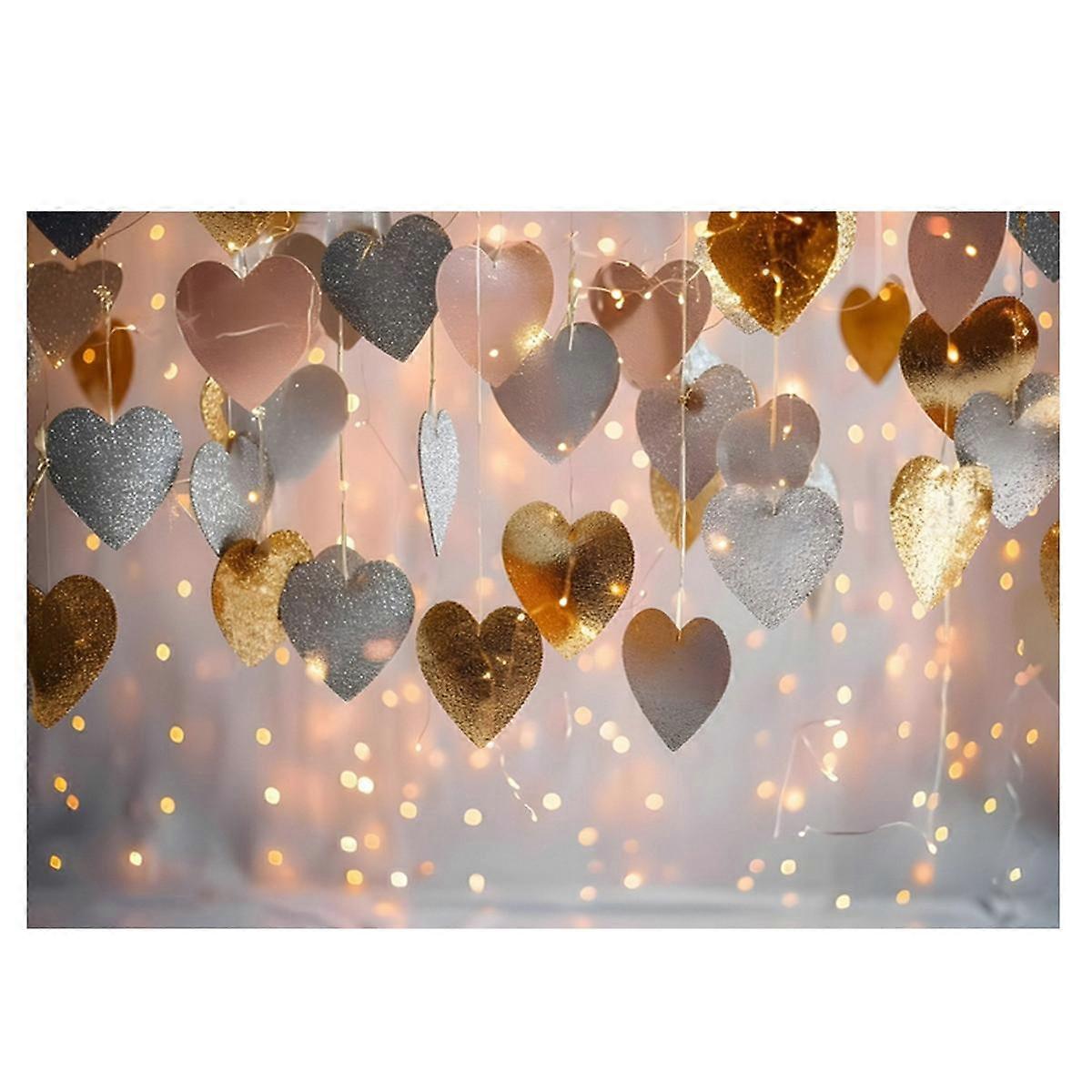 210X150cm European and American Party Backdrops Fashion Balloon Rose Pink Heart Banner Photography Backdrops,D