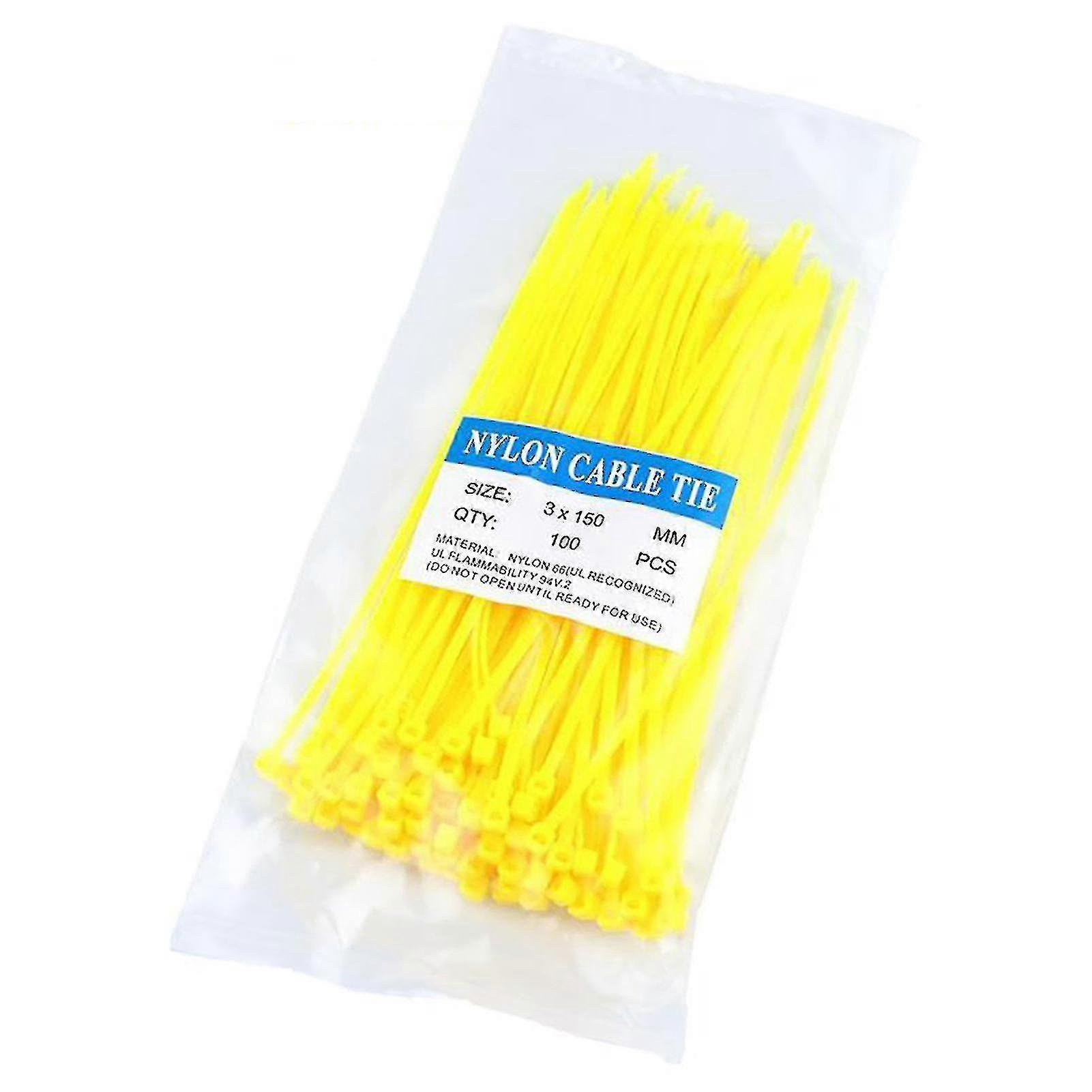 100pcs/set Cable Ties Self-locking Good Insulation 7 Colors Heavy Duty Cable Ties For Home(yellow)
