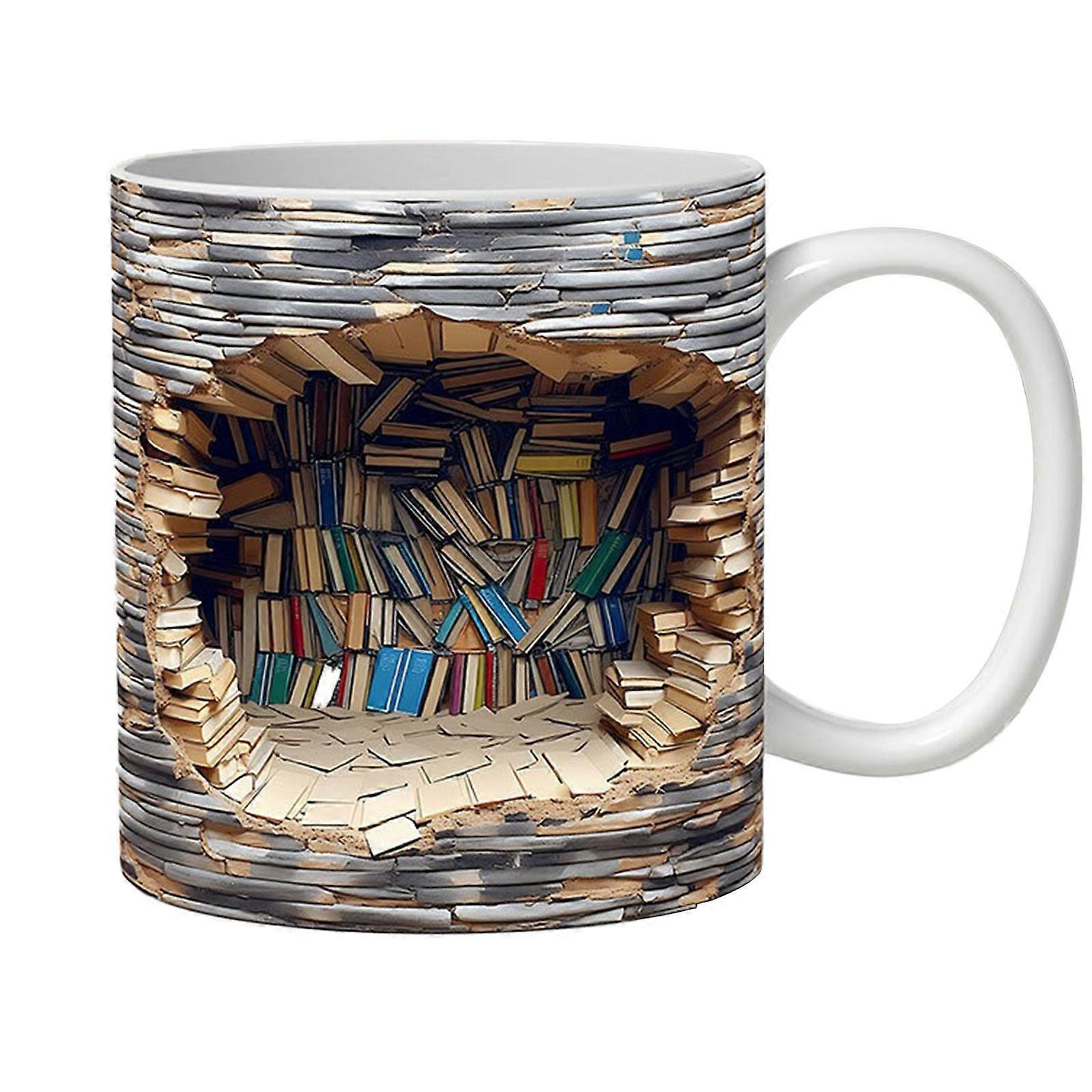 3d Bookshelf Mug, A Library Shelf Cup, Creative Space Design Multi-purpose Mugs For Readers,100% New