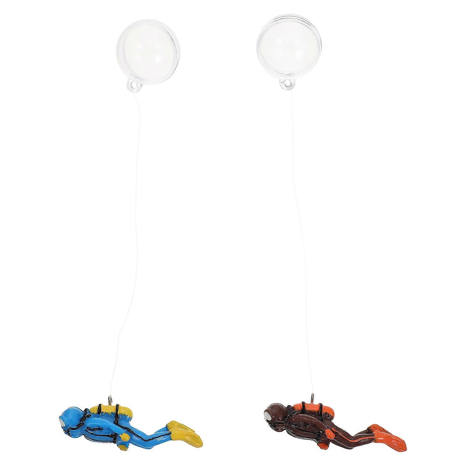 2 Sets of Floating Diver Craft Fish Tank Ornament Simulation Diver Figurine