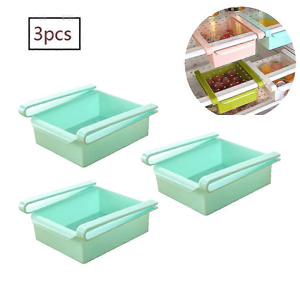 3 Pieces Fridge Drawer Freezer Crisper Shelf Vegetable Storage Blue