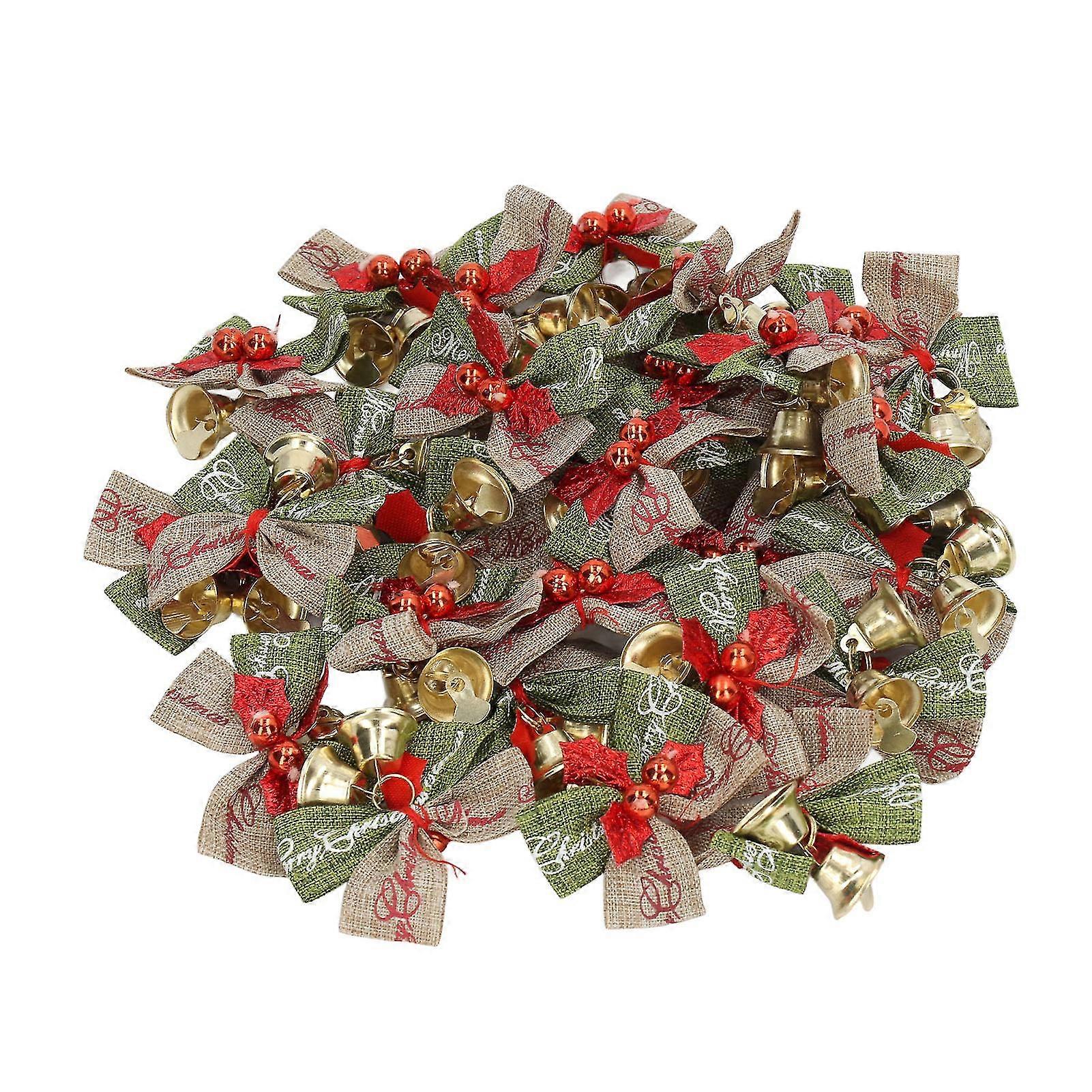50Pcs Mini Bowknot Bells for Christmas Home Party Office Use - Durable Metal Happy Vibes