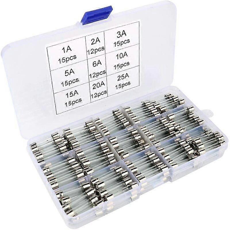Assorted 126 Pcs Glass Fuse Kit, 6 X 30Mm Cartridge Glass Fuse, Fast Blow Car Fuses, Fast-Blow Glass Fuses(Amp 1A 2A 3A 5A 6A 10A 15A 20A 25A)