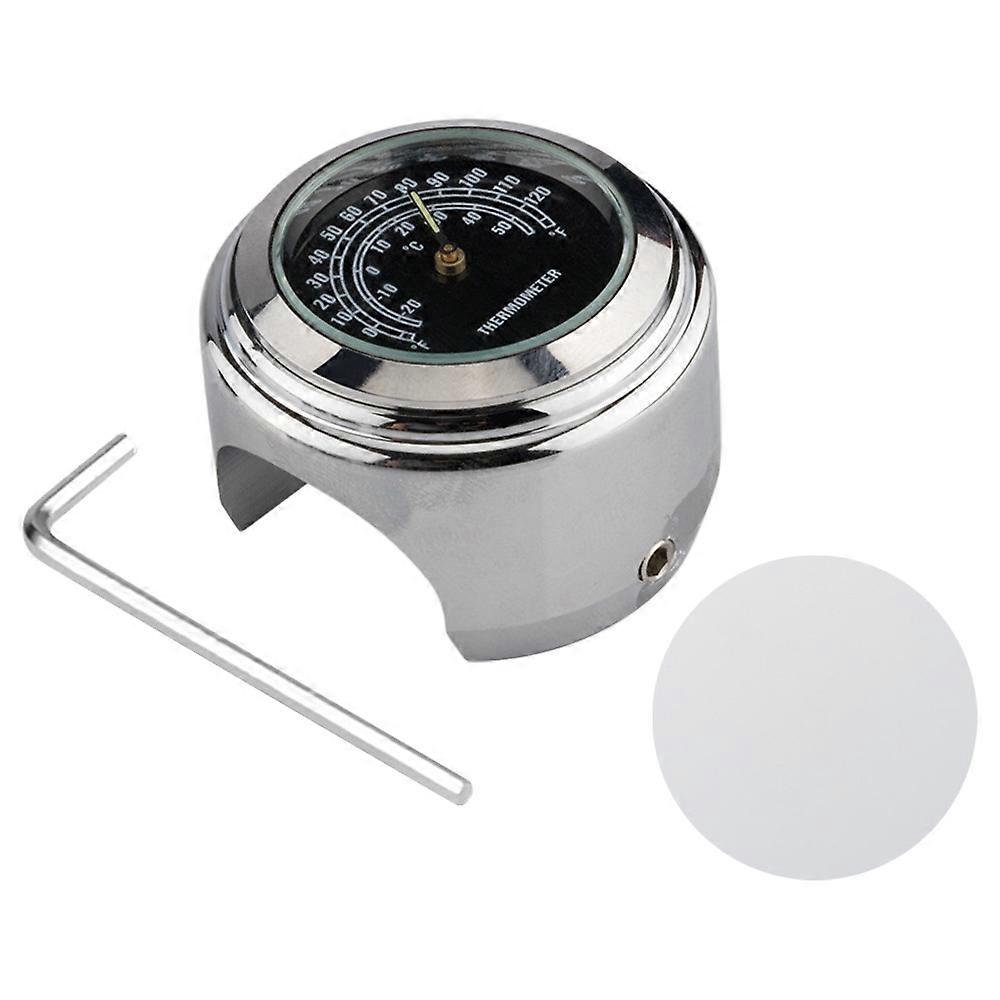 Aluminum Alloy Motorcycle Bike Clock 22-25.4mm Handlebar Luminous Clock / Thermometer - Clock / Silver Shell White Dial