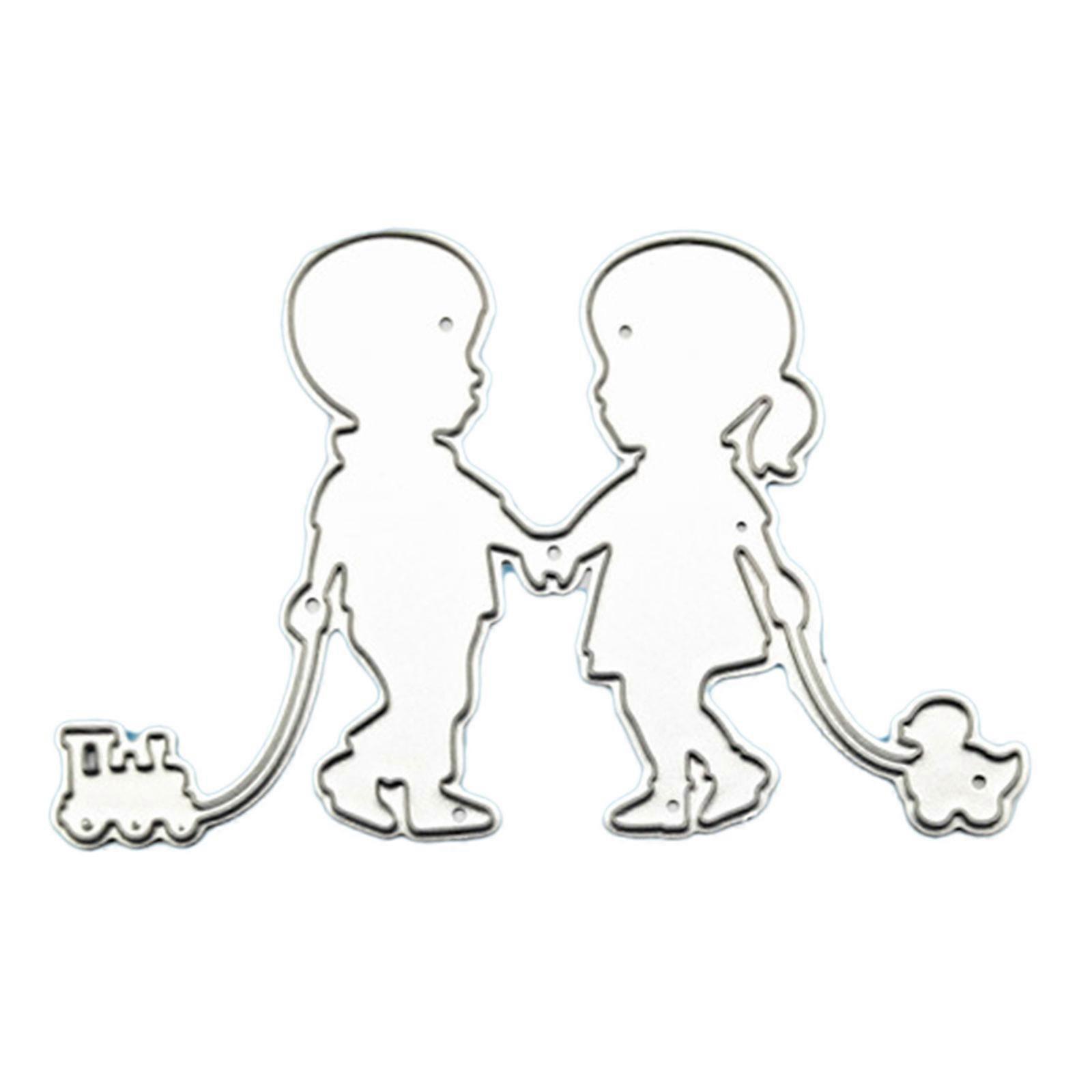 Childhood Friend Little Boy Girl Metal Cutting Dies Stencil DIY Scrapbooking Embossing Tool Die Cuts Paper Card Album Template Mold Decoration Craft
