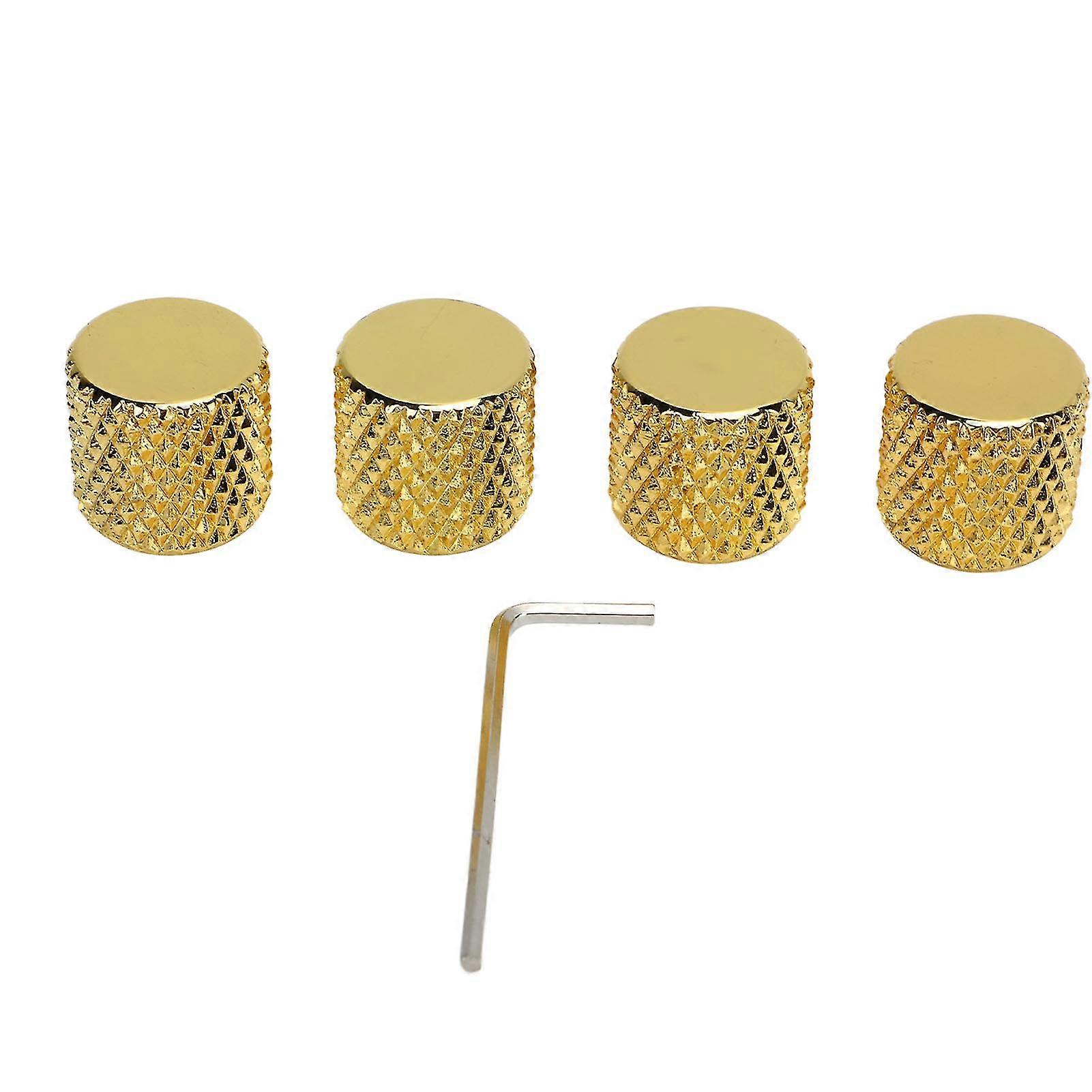 Gold Electric Guitar Speed Control Volume Tone Knobs - 4 Pack Quality Aluminum Dome Knobs with Hex Wrench
