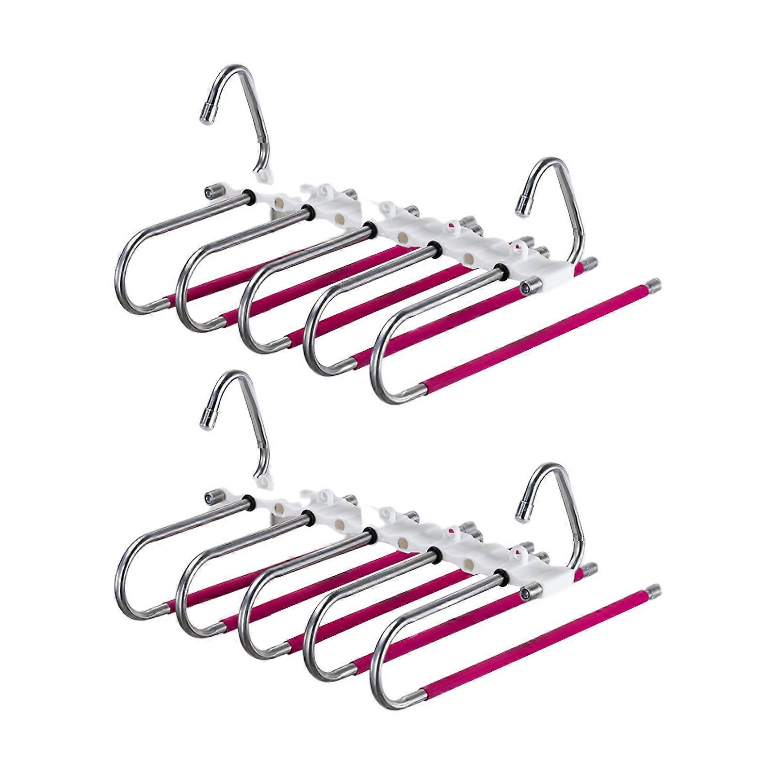 2Pcs Multiple Jean Trouser Scarf Hangers Storage Artifact Stainless Steel Hook